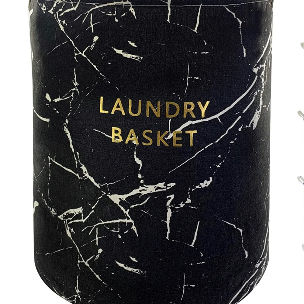 Black Marble Laundry Basket Foldable Storage Basket